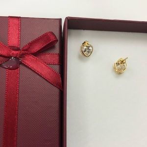 14K Yellow small gold heart post stud earrings